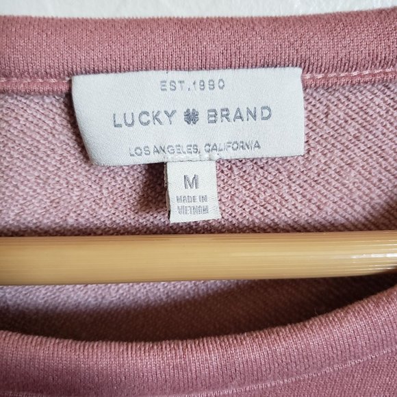 Lucky Brand Puff Sleeve Cropped Sweatshirt Blush Pink Size Women's Medium - Picture 2 of 5